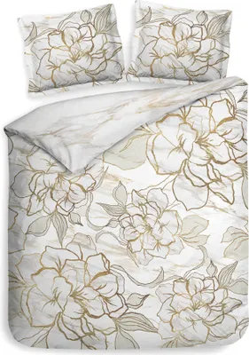 Produktbild von Heckett and Lane Fabiola Dbo 240 Off-White Bettwäsche 1 x Bettbezug 240x220 + 2 x Kopfkissenbezug 80x80 Off-white Geblumt weiß