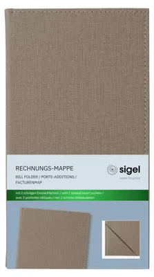 Produktbild von SIGEL Rechnungsmappe beige Leinenstruktur 23 x 13 cm