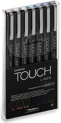Produktbild von Technische Fineliner, 7 Stück, verschiedene Farben, 0,1 mm