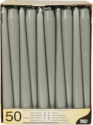 Produktbild von 100 Papstar Leuchterkerzen Ø 2,2 cm, 25 cm grau 84805
