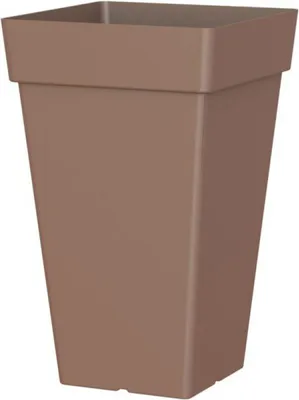 Image de Pot Capri Carré Haut Taupe Design Moderne, Grande Capacité, Couleur Taupe élégante - Artevasi