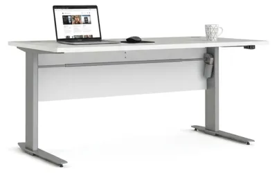 Zdjęcie produktu dla Biurko Prima z elektryczną regulacją wysokości 150 x 80 cm białe, biurko z silnikiem