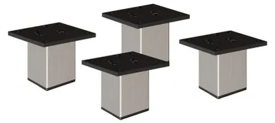 Produktbild von 4er Set sossai Aluminium Möbelfüße 80mm in Edelstahl Optik Schrankfüße Sockelfüße