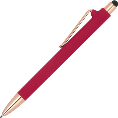 Produktbild von 10 Touchpen-Kugelschreiber aus Metall / gummiert / Farbe: roségold-rot