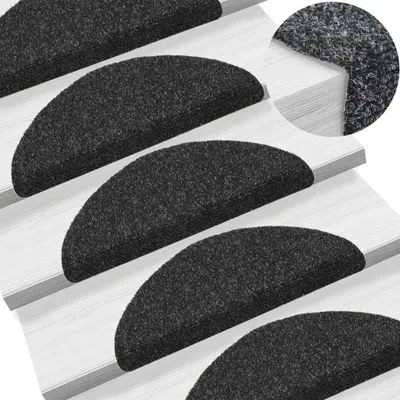 Image de The Living Store Tapis d'escalier autocollant 10 pcs. noir 56x17x3 cm