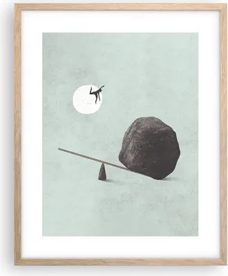 Produktbild von Gerahmtes Poster - Rahmen in heller Eiche - Stein Hebel Physik - 40x50 cm - Wand Bild - Wanddeko - Wandbilder - Kunstposter - Wandposter - Bilderrahmen - Bilder - Kunstdruck - P2NPA40x50-4755