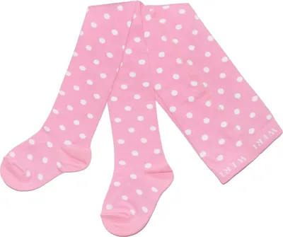 Produktbild von Kinderstrumpfhosen für Mädchen aus Baumwolle Weiße Punkte Rosa Größe 74