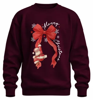 Immagine prodotto di Merry Christmas Father Christmas fiocchi di neve fiocco rosso unisex felpa maglione, Borgogna, 3XL
