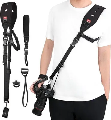 Immagine prodotto di Set di cinghie per fotocamera con bracciale per DSLR/SLR, 2 pezzi, nero