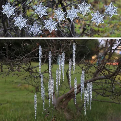 Immagine prodotto di Decorazioni per l'albero di Natale: Ghiacciai e fiocchi di neve. 20/10. Acrilico. 11 cm / 5 cm