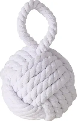 Produktbild von Boltze Türstopper Set Jute Knoten Natur Strick Kugel Stoff Boden 1,5 kg Gewicht mit praktischer Schlaufe (Weiß)