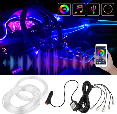Produktbild von Forever Auto Innenbeleuchtung 6M Beleuchtung Innenraum Neonlicht,Atmosphärenlicht mit APP Steuerbare Ambientebeleuchtung Deko