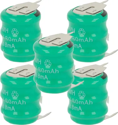 Produktbild von vhbw 5x NiMH Ersatz Knopfzellen-Akku (80 mAh, 3,6 V, NiMH)