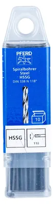 Produktbild von PFERD SPB DIN 338 HSSG N 4,4 STEEL, Bohrer, Elektro-Mehrzweckwerkzeug, Stahl, Eisenguss, Nicht-eisenhaltiges Metall, Edelstahl, Aluminium, Bodenschnellarbeitsstahl (HSS-G)