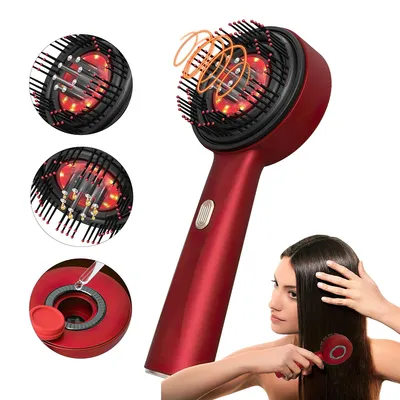 Produktbild von Haarkamm Elektrische Kopfhaut Mas, Massagekamm, haarbürste elektrisch, Elektrischer Haaröl-Applikator, Massage und Flüssigkeitszufuhr, rot