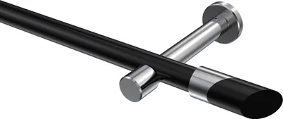 Produktbild von Interdeco Gardinenstange / Vorhangstange Schwarz / Chrom, Typ Prestige Verano (Schräge Bicolor) ohne Ringe, 20 mm Ø 1-läufig, 520 cm