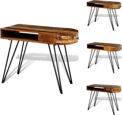Productafbeelding van vidaXL Tafel met ijzeren poten, gerecycled hout - Bureaus