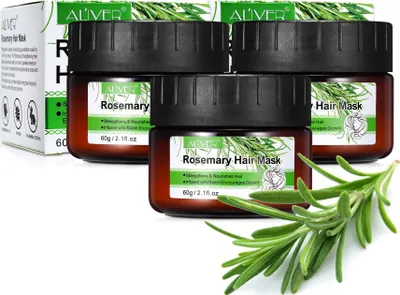 Produktbild von Haarmaske Haarkur Haarpflege Rosmarin trockenes krauses gefärbtes Haar Bio Vegan, 3x 60g
