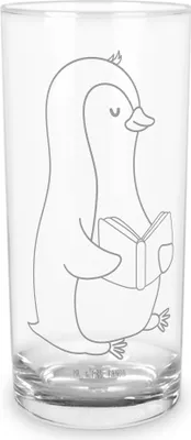 Produktbild von Mr. & Mrs. Panda Tumbler Pinguin Buch 400 ml - Transparent - Geschenk, Ausruhen, Urlaub, Cocktailglas, Pinguine, Trinkglas, Nichtstun, Ferien, Glas, Saftglas, Wasserglas