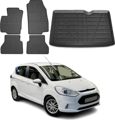 Image de Tapis & bac de coffre Set pour Ford B-Max 2012-2024 Caoutchouc TPE Noir 5x
