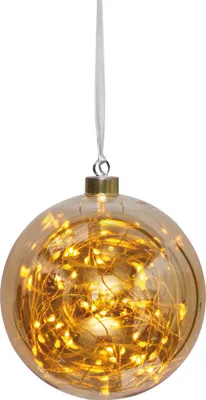 Produktbild von Glaskugel GLOW - amber Glas - 40 warmweiße LED am Draht - D: 15cm - inkl. Trafo - 3m Kabel