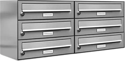 Immagine prodotto di 6 V2A Sistema di cassette per lettere a muro in acciaio inox Cassetta per lettere a 6 scomparti Cassetta postale