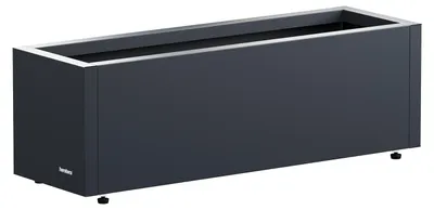 Productafbeelding van Herstera metalen plantenbak voor balkon, plantpot, vrijstaand, staal, antraciet, rechthoekig, voor buiten