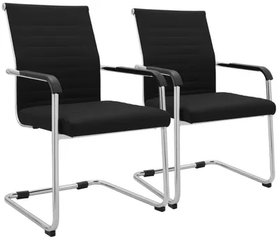 Image de Deux chaises de bureau Hakon, noires, revêtues en similicuir