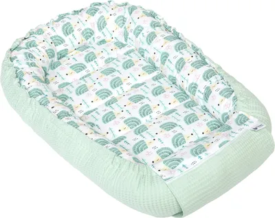Produktbild von Babynest, Reisebett, Babynestchen, 100x60x15, Minze Igel mit Minzer Waffle
