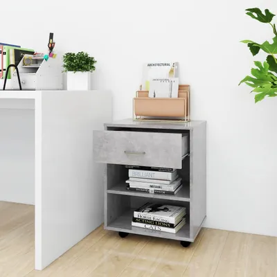 Zdjęcie produktu dla The Living Store Szafka na kółkach betonowa szara 46x36x59 cm materiał drewnopochodny