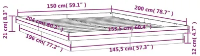 Produktbild von vidaXL Massivholzbett mit LEDs 150x200 cm