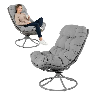 Produktbild von di volio Gartensessel MELIA - grau, Lounge Sessel aus PE-Rattan mit Rundfuß, bequem & stabil