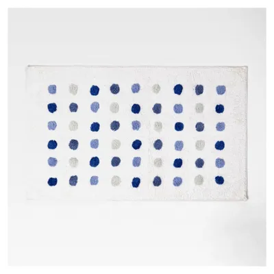 Produktbild von Badematte blau-weiß gepunktet 50x80 cm, Badvorleger aus Baumwolle