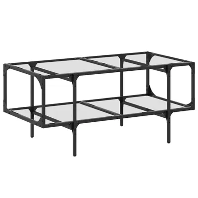 Zdjęcie produktu dla Stolik kawowy ze szklanym blatem, 98,5x50x45 cm, stal