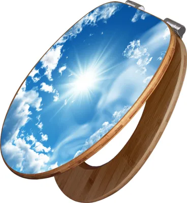 Produktbild von banjado Design WC Sitz Bambus Absenkautomatik -Clouds - Toilettendeckel mit Absenkautomatik Holz/hochwertiger Bambus Klodeckel/WC-Sitz für alle gängigen Toiletten [TDB2 10095]