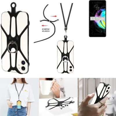 Produktbild von K-S-Trade 3in1 Handykette Handyband Handykordel Halsband Smartphone-Ring Handy-Ring kompatibel mit Motorola Edge 20 Fingerhalterung Handyring