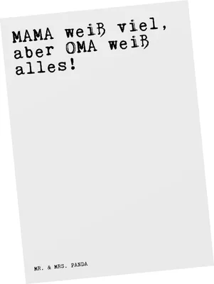 Produktbild von Mr. & Mrs. Panda Postkarte MAMA weiß viel, aber... - Weiß - Geschenk, kunstkarte, Oma, Ansichtskarten, Sprüche, Postkarten, Grußkarte, Familie, Großeltern, Ansichtskarte