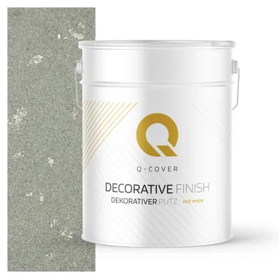 Immagine prodotto di Intonaco decorativo con mica 15 kg - Grigio chiaro con mica argentata D901 - Intonaco strutturato per interni ed esterni, resistente alle intemperie Q-COVER
