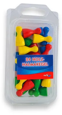 Obrázek produktu pro Noris Spiele, Dřevěný halový kužel, 2,4 cm, Pestrobarevný, 24 kusů, 0511