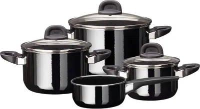 Produktbild von Silit Kochtopf-Set 4-teilig Modesto Line, Gemischtes Set, Schwarz, Edelstahl, Stahl, Keramik, Schwarz, Glas