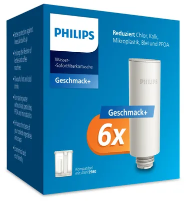 Produktbild von Philips Water Ersatzfilter für Wasserdispenser mit gefiltertem Wasser auf Knopfd