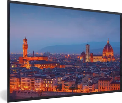 Produktbild von MuchoWow® Gerahmtes Poster Florenz - Stadt - Sonne 90x60 cm - Poster mit Schwarzem Bilderrahmen Wandposter Rahmen Foto Bilder - Fotorahmen - Foto-Plakat