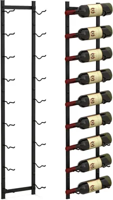 Immagine prodotto di KOMFOTTEU Scaffale da parete per vino da 6/9/12 bottiglie, portabottiglie verticale in metallo, scaffale decorativo da appendere per vino, scaffale per bottiglie e scaffale portaoggetti per cucina, sala da pranzo, bar (9 bottiglie)