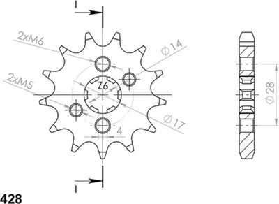 Immagine prodotto di Pignone Passo 428 - Z 13 Denti (Dis.00530)