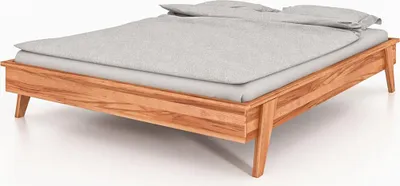 Produktbild von Bett Jetro 3 aus Kernbuche massiv 140x200 cm ohne Kopfteil mit Holzbeinen