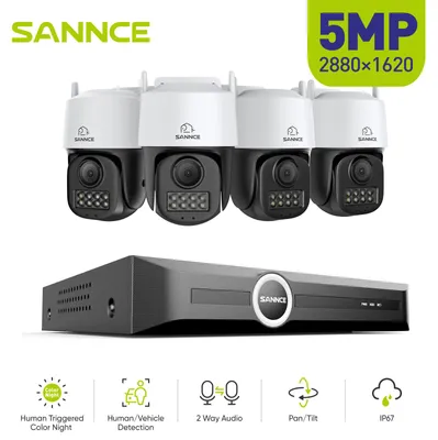 Obrázok produktu pre Sada bezpečnostných kamier pozostávajúca zo 4 kamier - rozlíšenie 5 MP - 2 TB pevný disk - vodotesnosť IP66