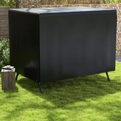 Produktbild von Hollywoodschaukel-Abdeckung 3-Sitzer wetterfest, Schutzhülle Gartenmöbel, PE-Gewebe Schwarz | 215 x 155 x 150 cm | 1,8 kg | UV-beständig