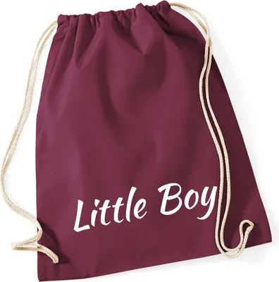 Produktbild von Huuraa Turnbeutel Little Boy Schriftzug 12 Liter Burgundy Baumwolle Rucksack Geschenkidee