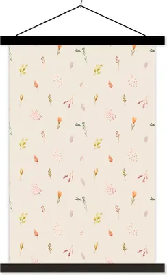 Produktbild von MuchoWow® Textilposter Blumen - Pastell - Muster 120x180 cm mit schwarzem Rahmen - Fotos