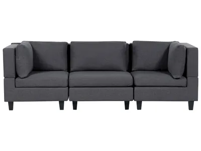 Zdjęcie produktu dla BELIANI Sofa modułowa ciemnoszara tapicerowana poliestrowa 3 osobowa moduły z poduszkami oparciowymi nowoczesna kanapa